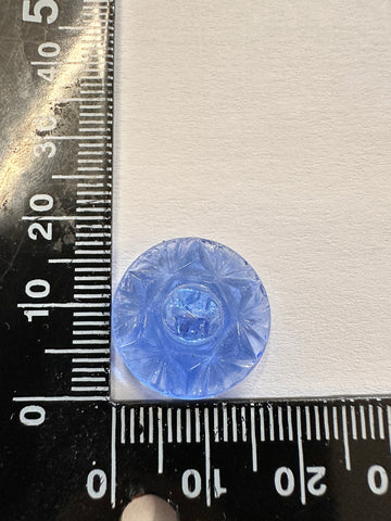 Vintage Button 1950s? Cut Glass in Cornflower Blue w/ Shank 18mm