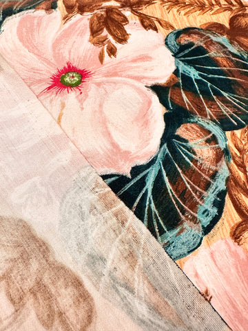 Vintage Fabric 1960s Romantic Floral Polished Cotton 88cm Wide
