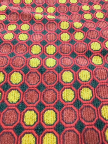 REMNANT Vintage Fabric 196s Cotton Pinwale Cord Retro Octagons 44cm x 31cm
