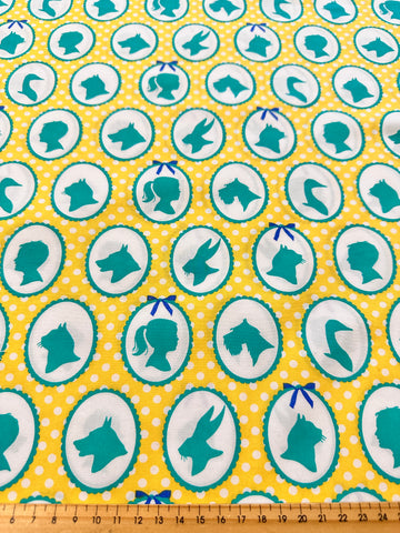 Modern Fabric 2013 Lisette Liesl & Co Yellow Teal Cotton Poplin 108cm x 50cm