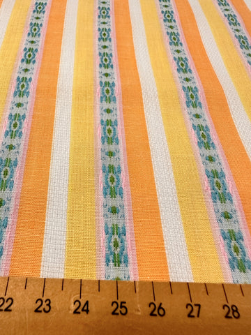 LAST PIECE Vintage Fabric 1960s Mod Stripe Textured Cotton 88cm x 50cm