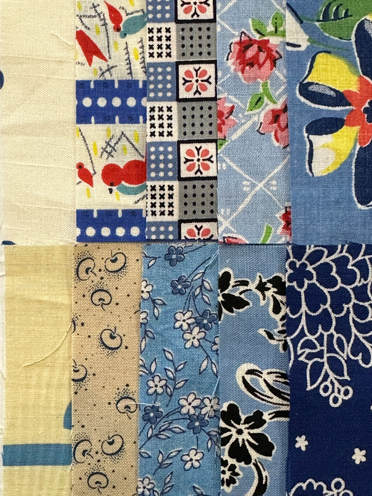 6cm x 12cm Fabric Pack - 10 Pieces - Mid-Century Cottons - Blues