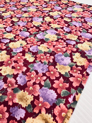 FAT QUARTER Vintage? Modern? Fabric Quilt Cotton Country Floral on a Burgundy Base 50cm x 50cm