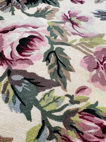 FAT QUARTER Vintage Fabric 1980s? Sanderson? Medium Floral on Bone Linen Blend 60cm x 50cm
