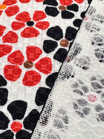 LAST PIECE Vintage Fabric Waffle Weave Cotton 60s Pure Mod Daisies 88cm x 50cm