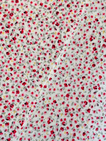 Vintage Fabric 80s? Cotton Tiny Blurred Flowers on a Cream Base Cottagecore 84cm Wide