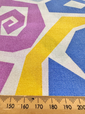 CLEARANCE Vintage Fabric 1980s Cotton Sheeting w/ Memphis Pattern 112cm Wide