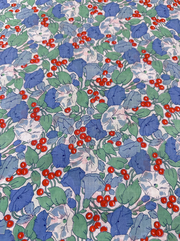 Vintage Fabric Oh My! Liberty?  Bright Old World Flowers & Berries Cotton 88cm Wide