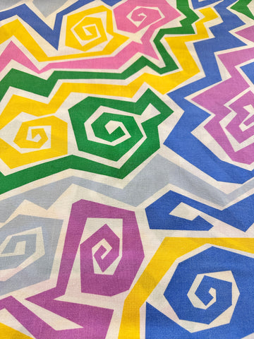 CLEARANCE Vintage Fabric 1980s Cotton Sheeting w/ Memphis Pattern 112cm Wide