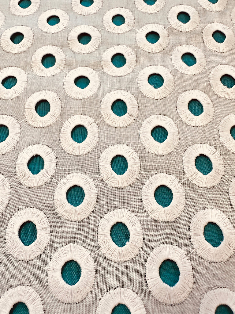 Vintage Fabric 60s 70s Light Weight Cotton Swiss? Eyelet 124cm Wide