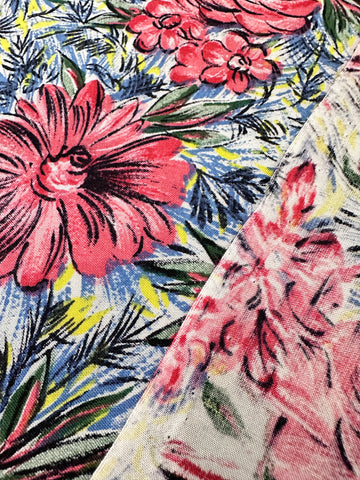 LAST 1/2m: Vintage Fabric 50s Magical Tropical Cotton 88cm x 50cm