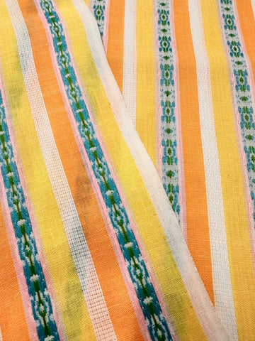 LAST PIECE Vintage Fabric 1960s Mod Stripe Textured Cotton 88cm x 50cm