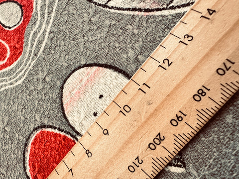 LAST PIECE Vintage Fabric Rare 1950s Thick Nubby Cotton Barkcloth w/ Rockabilly People in Landscape 116cm x 60cm