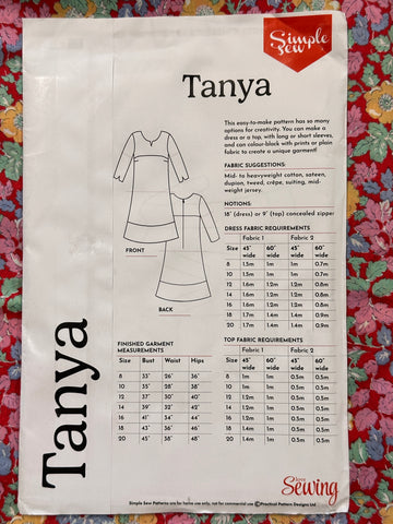 VERSATILE DRESS OR TOP: Simple Sew Sewing Pattern 'Tanya' Sizes 8-20 Unused