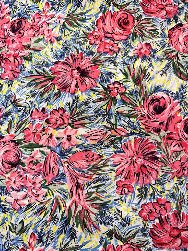 LAST 1/2m: Vintage Fabric 50s Magical Tropical Cotton 88cm x 50cm