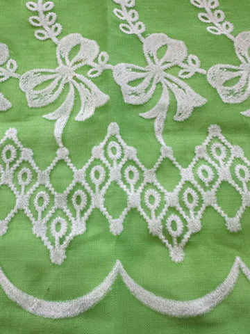 PANEL Vintage Fabric 1960s Rare Border Print Flocked Flowers & Geometric Pattern 62cm x 96cm