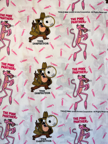 FAT QUARTER Rare Vintage Fabric Pink Panther 1986 Illustrations 52cm Wide