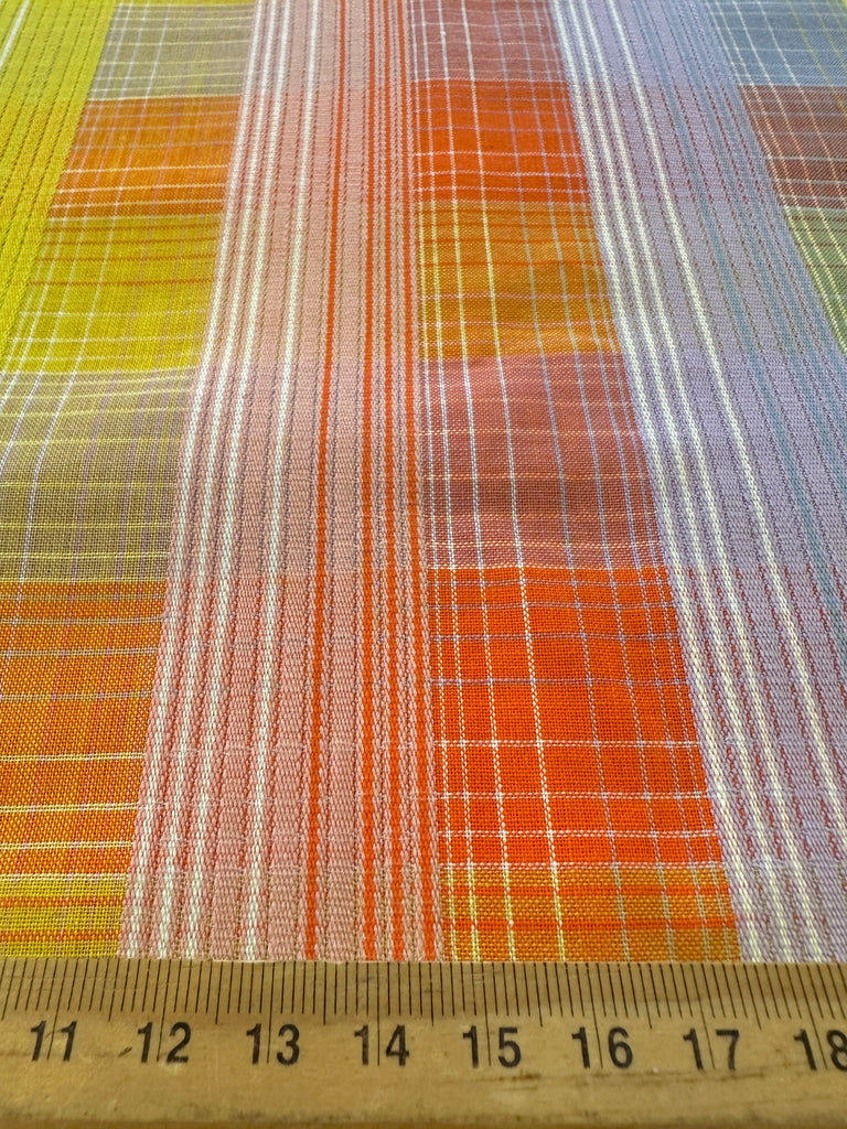 FAT QUARTER Vintage Fabric 70s 80s Bright Woven Plaid Cotton 56cm x 50cm