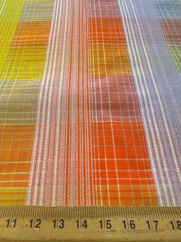 FAT QUARTER Vintage Fabric 70s 80s Bright Woven Plaid Cotton 56cm x 50cm