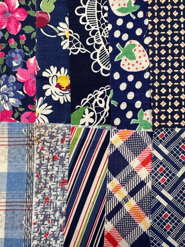 6cm x 12cm Fabric Pack - 10 Pieces - Mid-Century Cottons  - Blues