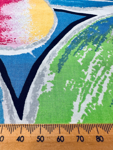 Vintage Fabric 1980s Refreshing Large Scale Fruit Leaves 112cm Wide