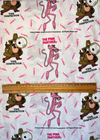 FAT QUARTER Rare Vintage Fabric Pink Panther 1986 Illustrations 52cm Wide