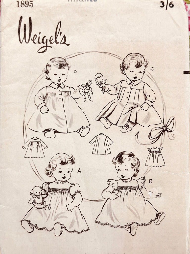 DRESS & COAT IN TWO STYLES: Weigel's Sewing Pattern 1950s Infants Complete FF *1895
