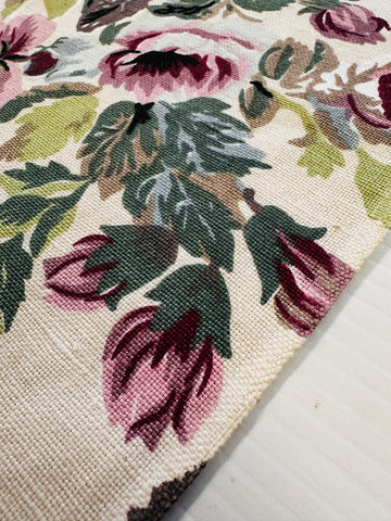 FAT QUARTER Vintage Fabric 1980s? Sanderson? Medium Floral on Bone Linen Blend 60cm x 50cm