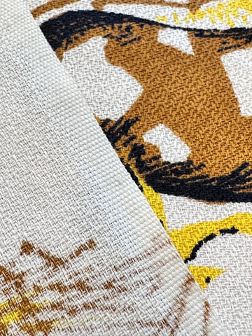 Vintage Fabric 1970s Novelty Textured Cotton Crepe w/ Nursery Rhyme Images 116cm Wide