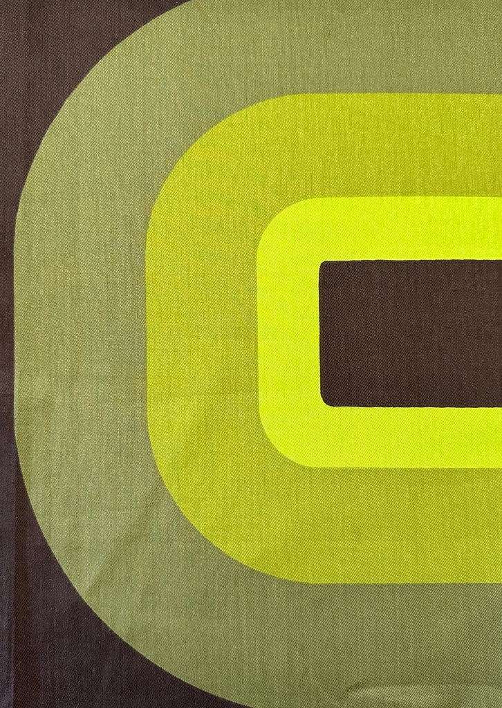 REMNANT Vintage Fabric 1970s Super Graphic Retro Curves Greens Brown Sonata 59cm x 41cm