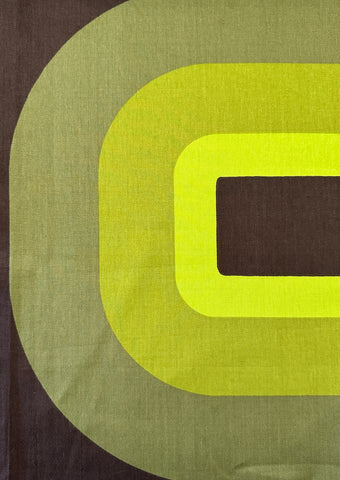 REMNANT Vintage Fabric 1970s Super Graphic Retro Curves Greens Brown Sonata 59cm x 41cm
