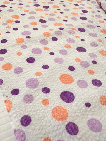 Vintage Fabric 1960s? Peach & Lavender Mod Spots Cotton Plisse Seersucker 88cm Wide