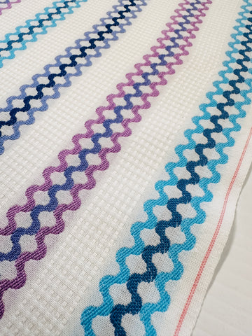 Vintage Fabric 60s 70s Cotton Fancy Weave Waves 86cm Wide