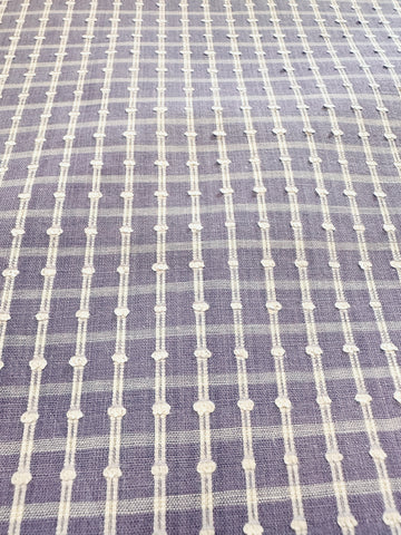 Vintage Fabric 50s 60s Light Weight Periwinkle Cotton w/ Woven Stripe 88cm Wide