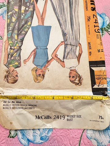 TO-DIE-FOR PANTDRESS or DRESS: McCall’s Sewing Pattern 1970 Size 14 Bust 36 Unused FF *2419