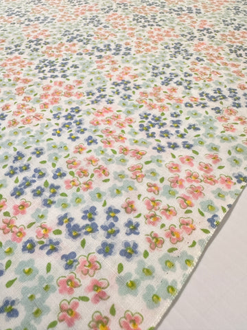 LAST PIECE Vintage Fabric 1960s All Over Small Fresh Flowers Cotton 88cm x 50cm