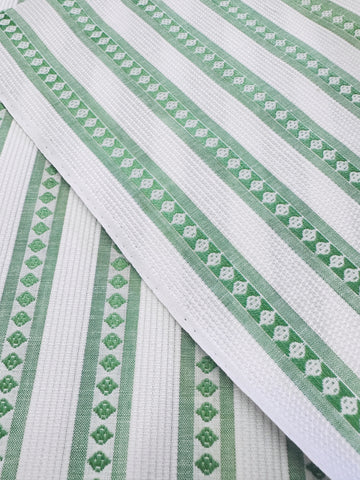 Vintage Fabric 1950s 1960s Cotton Pique w/ Fancy Weave Stripe 88cm Wide