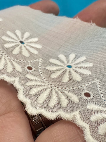 Modern Cotton Trim White Broderie Anglaise 6cm Wide