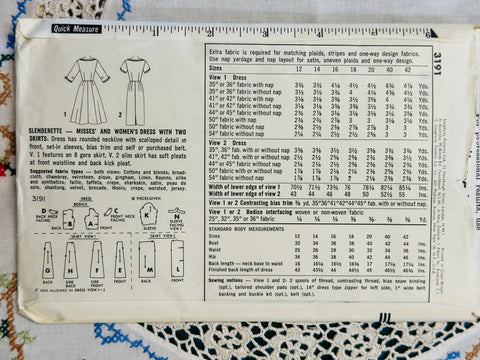 DRESS w/ TWO SKIRTS: Simplicity Sewing Pattern 1950s Size 18 Uncut FF *3191