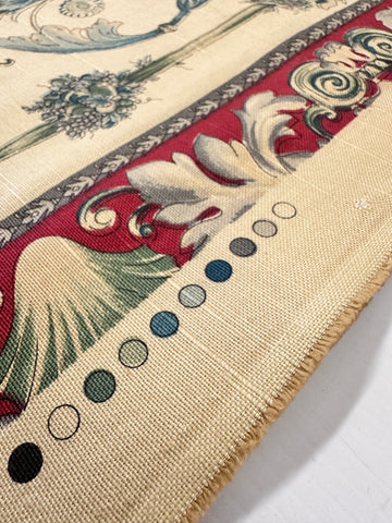 Vintage Fabric Giralda Pepe Penalver Spain Hand Printed Linen Cotton Upholstery 70cm Wide