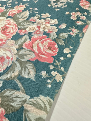 Modern Fabric 2000s Quality Cotton Pink Flowers on Teak 100cm Wide