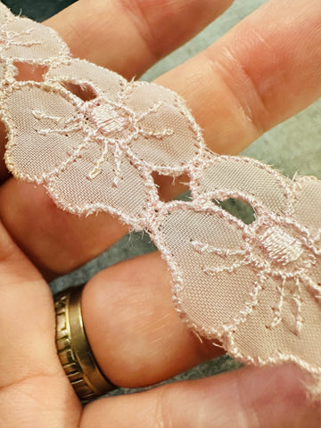 Vintage Pale Pink Lace Trim Mid-Century Made in Austria 2.5cm Wide