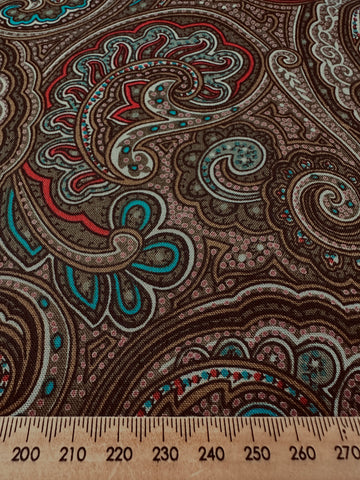 Vintage Fabric 1980s Dramatic Brown Paisley 104cm Wide