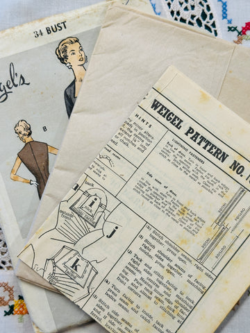 DRESS: Weigel’s Sewing Pattern 1950s Size 34 Bust Uncut FF *1838