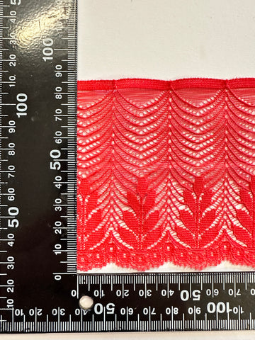 Vintage Trim Synthetic Lace 80s? 90s? Tomato Red Lingerie 85mm Wide