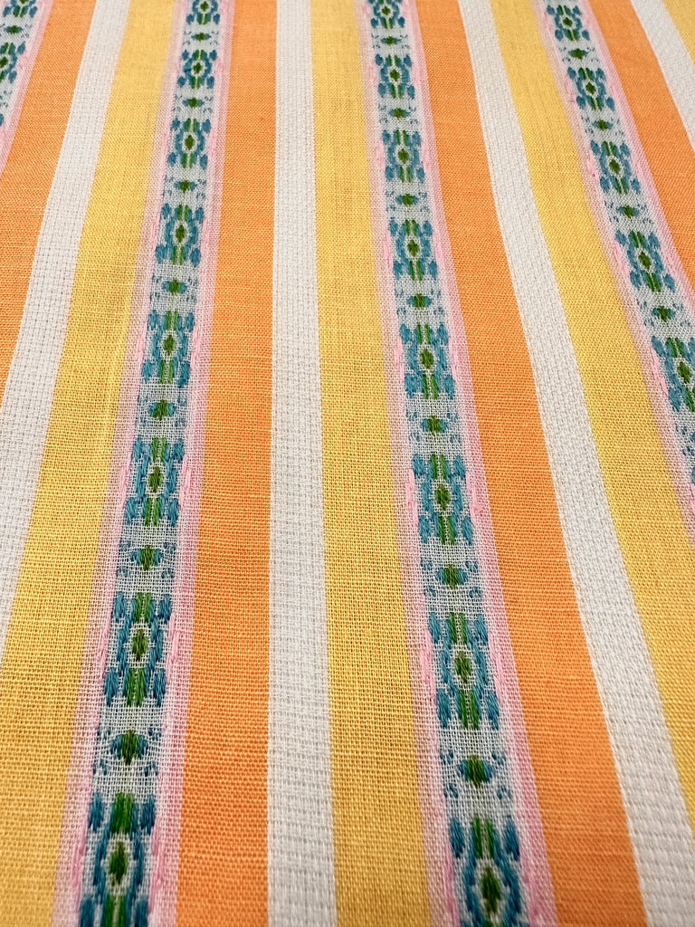 LAST PIECE Vintage Fabric 1960s Mod Stripe Textured Cotton 88cm x 50cm