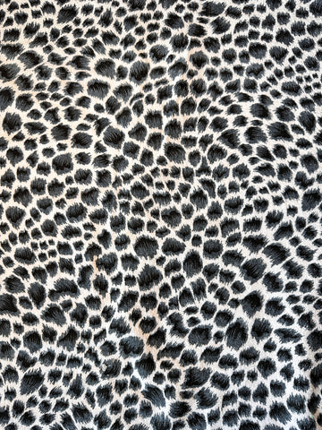 Vintage Fabric 80s? Cotton Terry Towelling Black Grey Leopard Print 128cm Wide