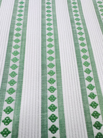 Vintage Fabric 1950s 1960s Cotton Pique w/ Fancy Weave Stripe 88cm Wide