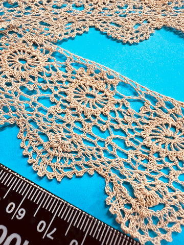 Rare Antique Handmade Crochet Trim 1920s? Pale Taupe 45mm Wide