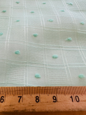 Vintage Fabric 1960s Tootal Robia Fancy Weave Dotted Swiss Cotton Pale Mint 88cm Wide